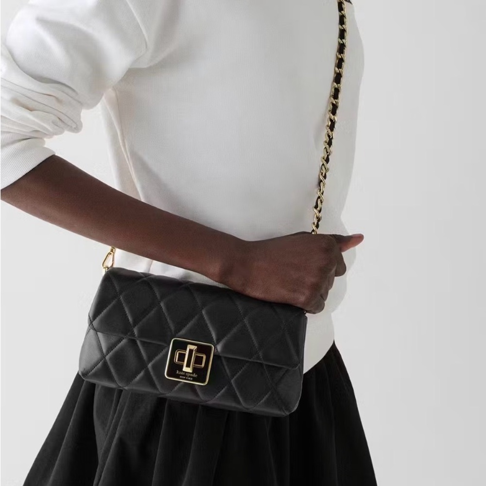 Kate Spade Carey Quilted Crossbody Black NEW